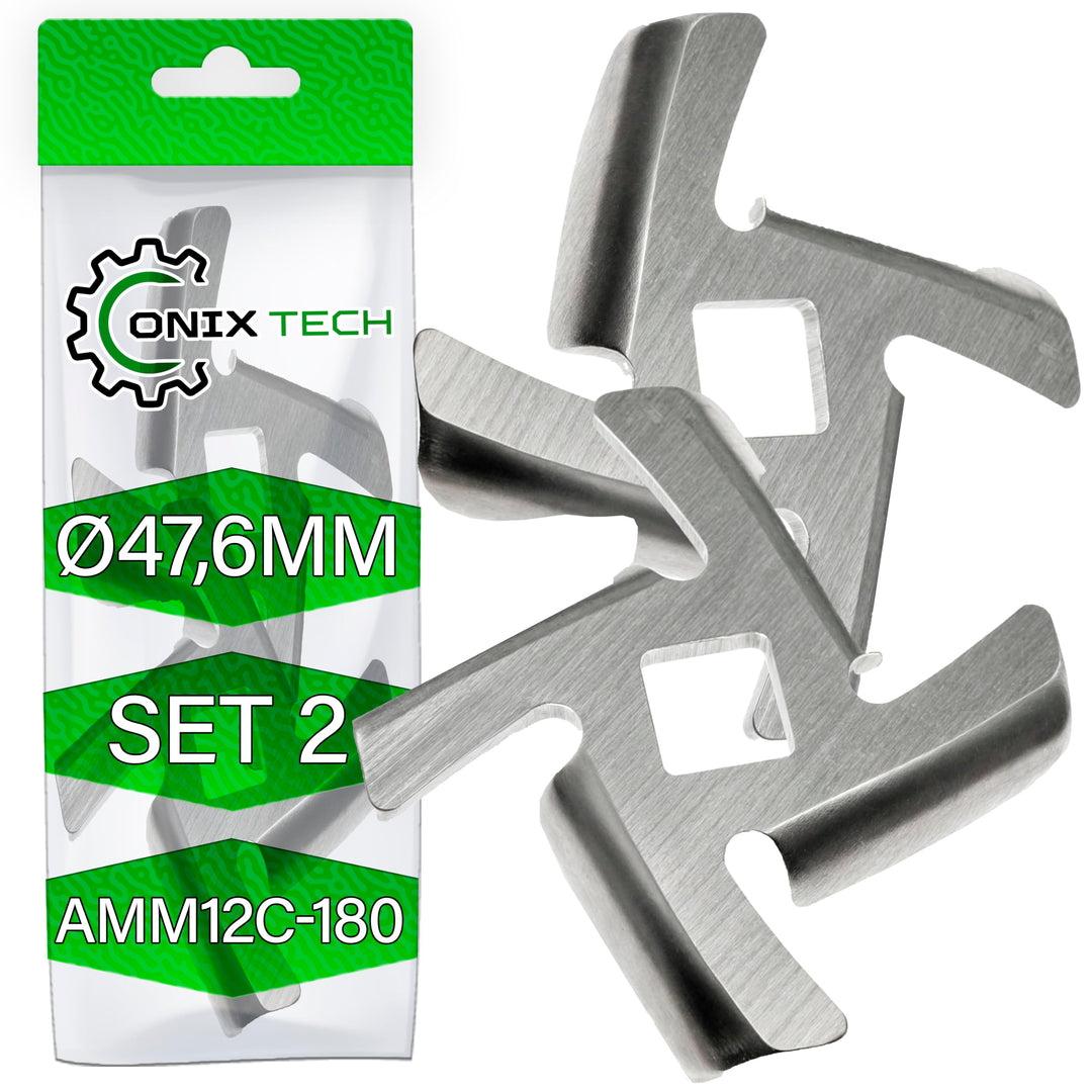 2 Stück Elektrisch Fleischwolf Messer Ø47,6 mm Edelstahl mit Original Code AMM12C-180 für Panasonic