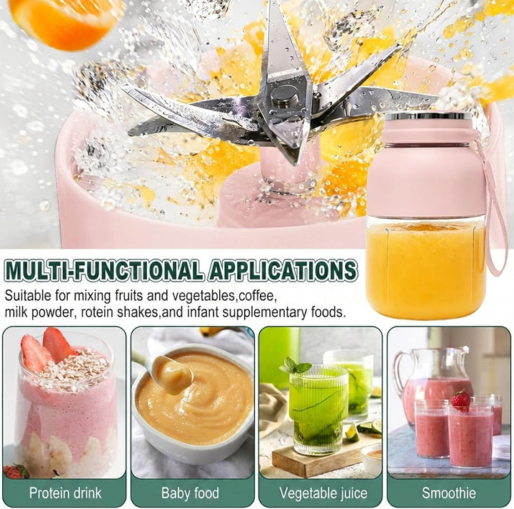 Tragbarer Mixer, 1200 ml Fresh Juice Mixer Flasche, Smoothie Maker to Go, Blender Bottle mit Auslauf