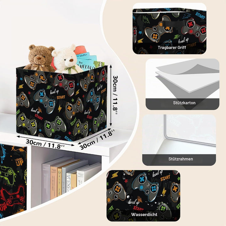 Clastyle 3 Stück Controller Aufbewahrungsbox Kinderzimmer Kallax Boxes Spielcontroller 30x30x30 cm,