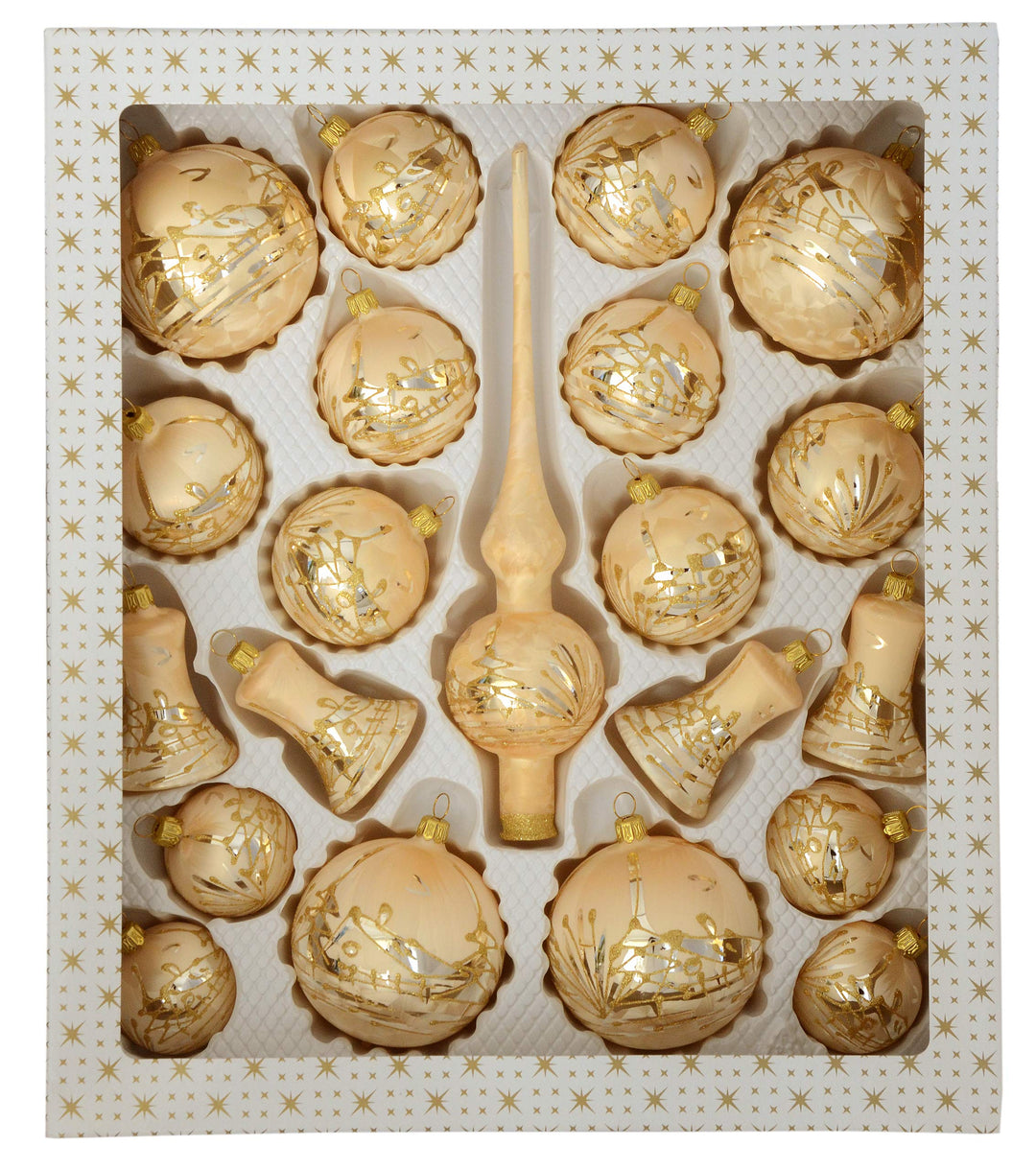 Jingle Bells Lauscha Christbaumkugel Set 21 teilig Golden Dreams