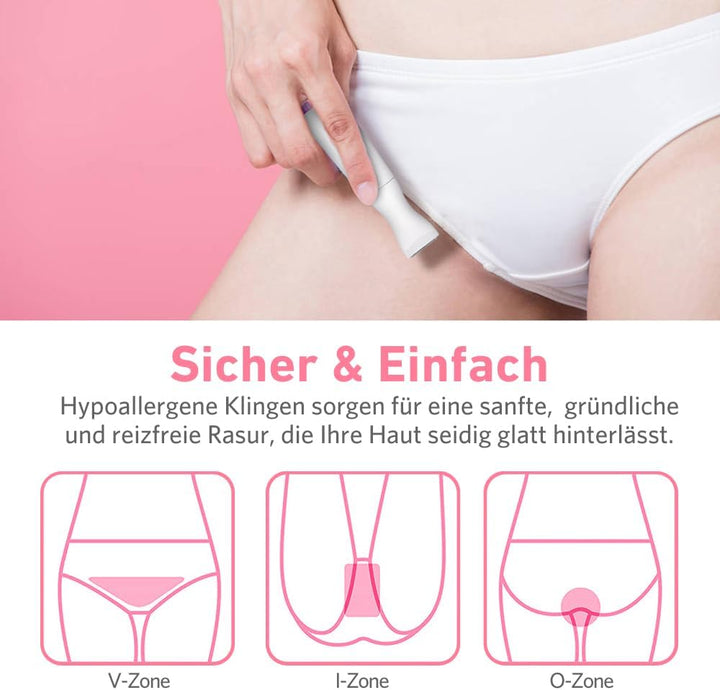 Intimrasierer Damen 2-in-1, Bikini Trimmer mit Präzisionstrimmer und Folienrasierer, Für Intimbereic