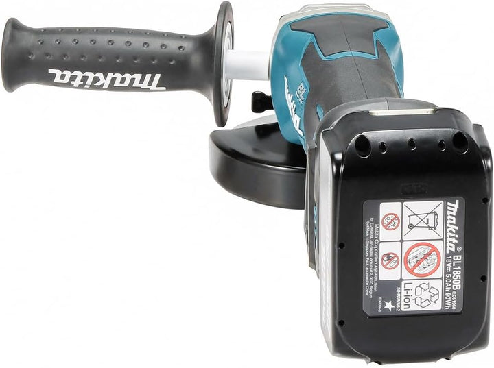 Makita DGA515RTJ Akku-Winkelschleifer 18 V mit Paddleschalter / 5,0 Ah, 2 Akkus + Ladegerät im MAKPA
