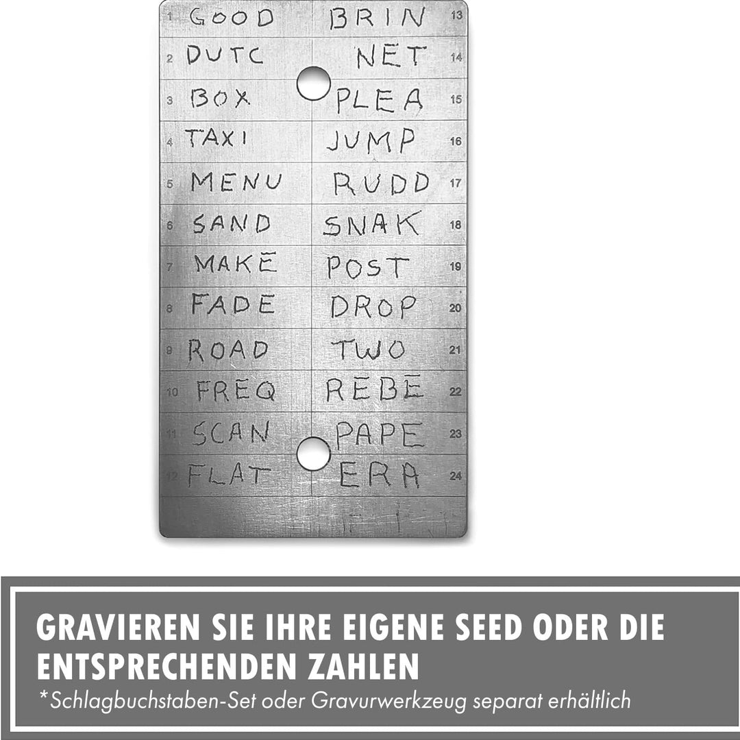 ColdTi Titan Seed Phrase Platte für Ethereum und Bitcoin – Sicheres Seed Speicher Metall für 12 oder