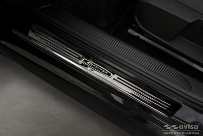 Black Inox door sill protectors compatible with Volkswagen ID.3 2020- 'E-Power' - 4-pieces