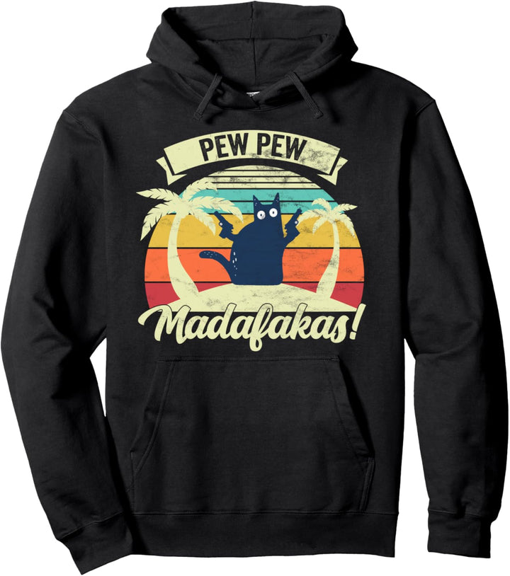 Pew Pew Madafakas Vintage Katze Fun Pullover Hoodie