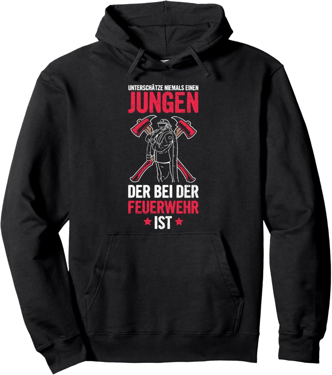 Unterschätze Niemals Einen Jungen Bei Der Feuerwehr Spruch Pullover Hoodie