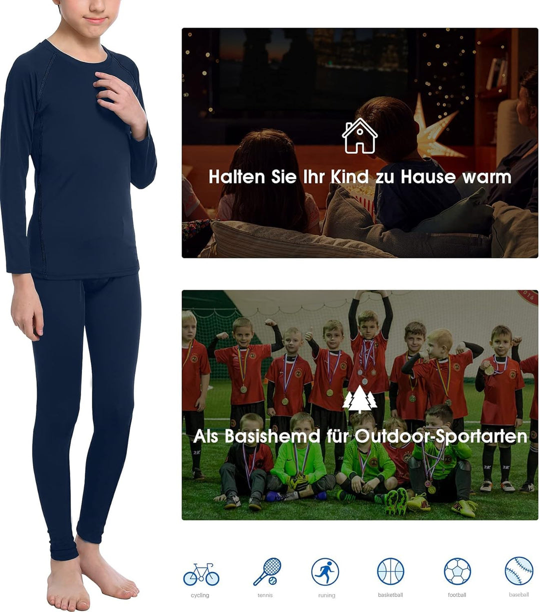 HOPLYNN - Thermal Underwear Set für Kinder Funktionsunterwäsche Skiunterwäsche Jungen Atmungsaktiv T