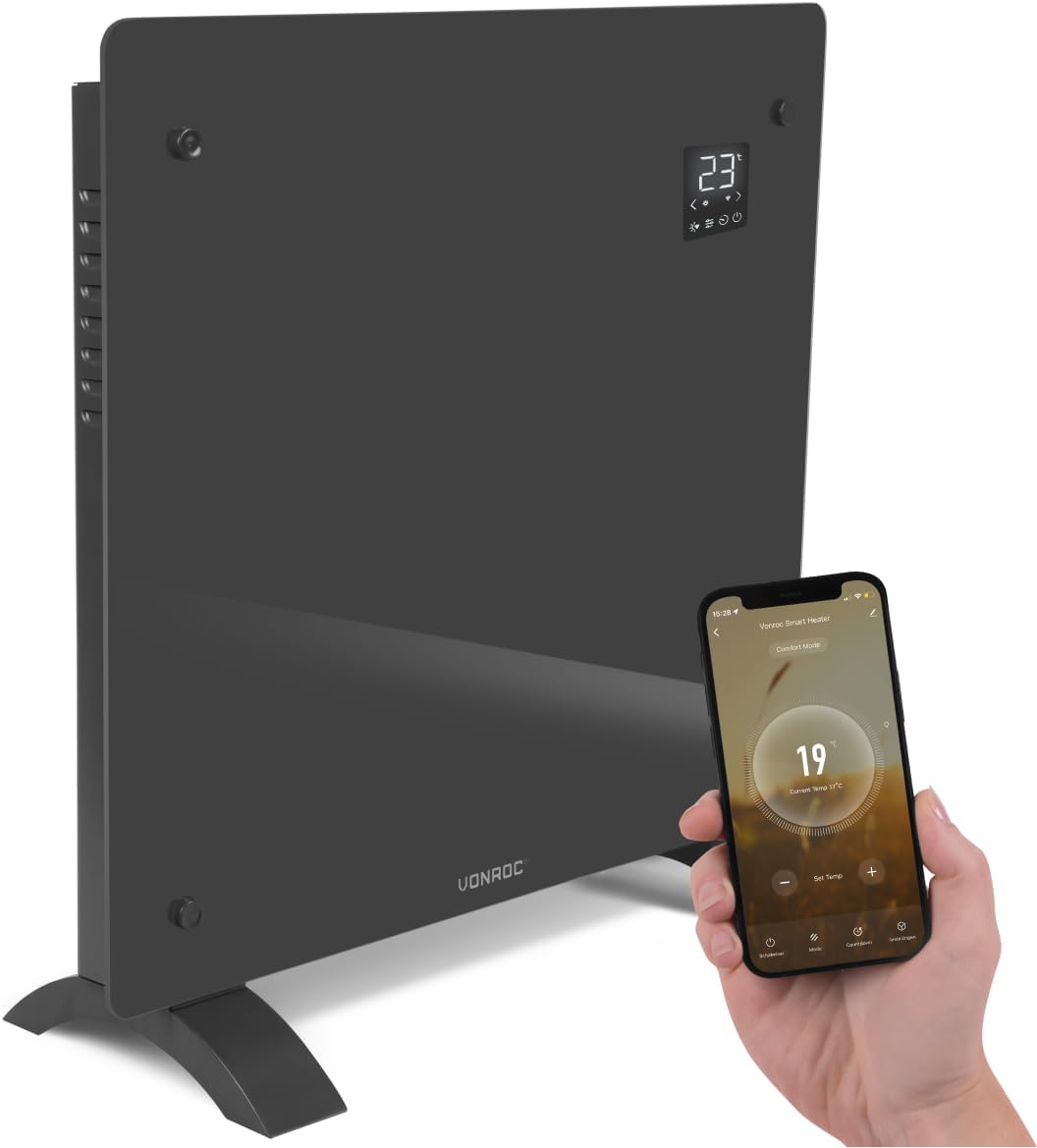 VONROC Elektroheizung, Konvektor-Heizung - Energiesparende elektrische Heizung bis 12m2 - Wand-/Bode