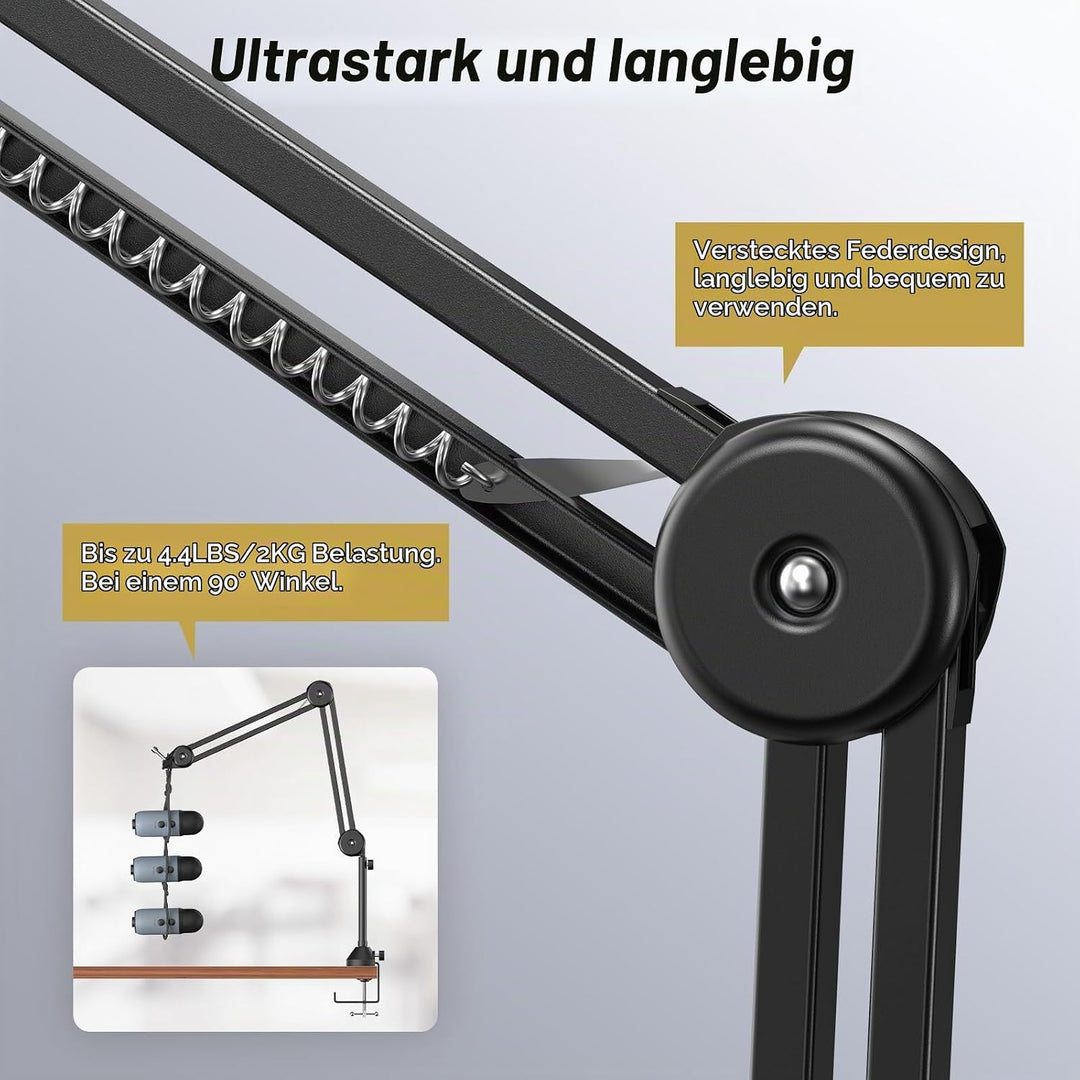 TONOR Mikrofonarm hoher Kompatibilität, Boom Arm, Mikrofon Ständer, einstellbarer Microphone Stand m