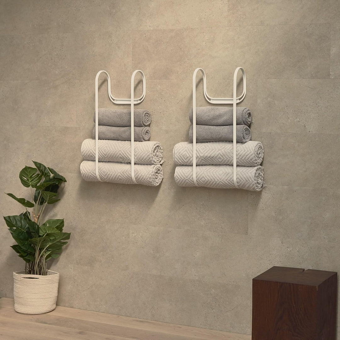 Wand‑Handtuchhalter aus pulverbeschichtetem Metall LAVNA – Modern & Minimalistisch | Platz für 6 gro