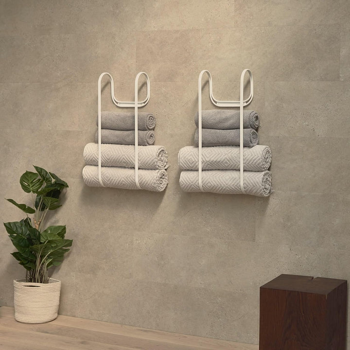 Wand‑Handtuchhalter aus pulverbeschichtetem Metall LAVNA – Modern & Minimalistisch | Platz für 6 gro