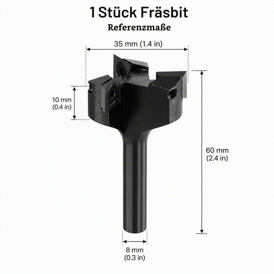 QWORK® Planfräser 8mm Schaft, 35mm Durchmesser Planfräser, Fräser für Oberfräse, Planfräser für Holz