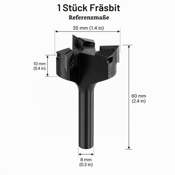 QWORK® Planfräser 8mm Schaft, 35mm Durchmesser Planfräser, Fräser für Oberfräse, Planfräser für Holz