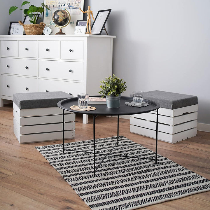 GrandBox Sitzhocker aus Holz 37x40x50 Polster, Sitztruhe Hocker mit Stauraum, Sitzbank, Sitzpouf, Si