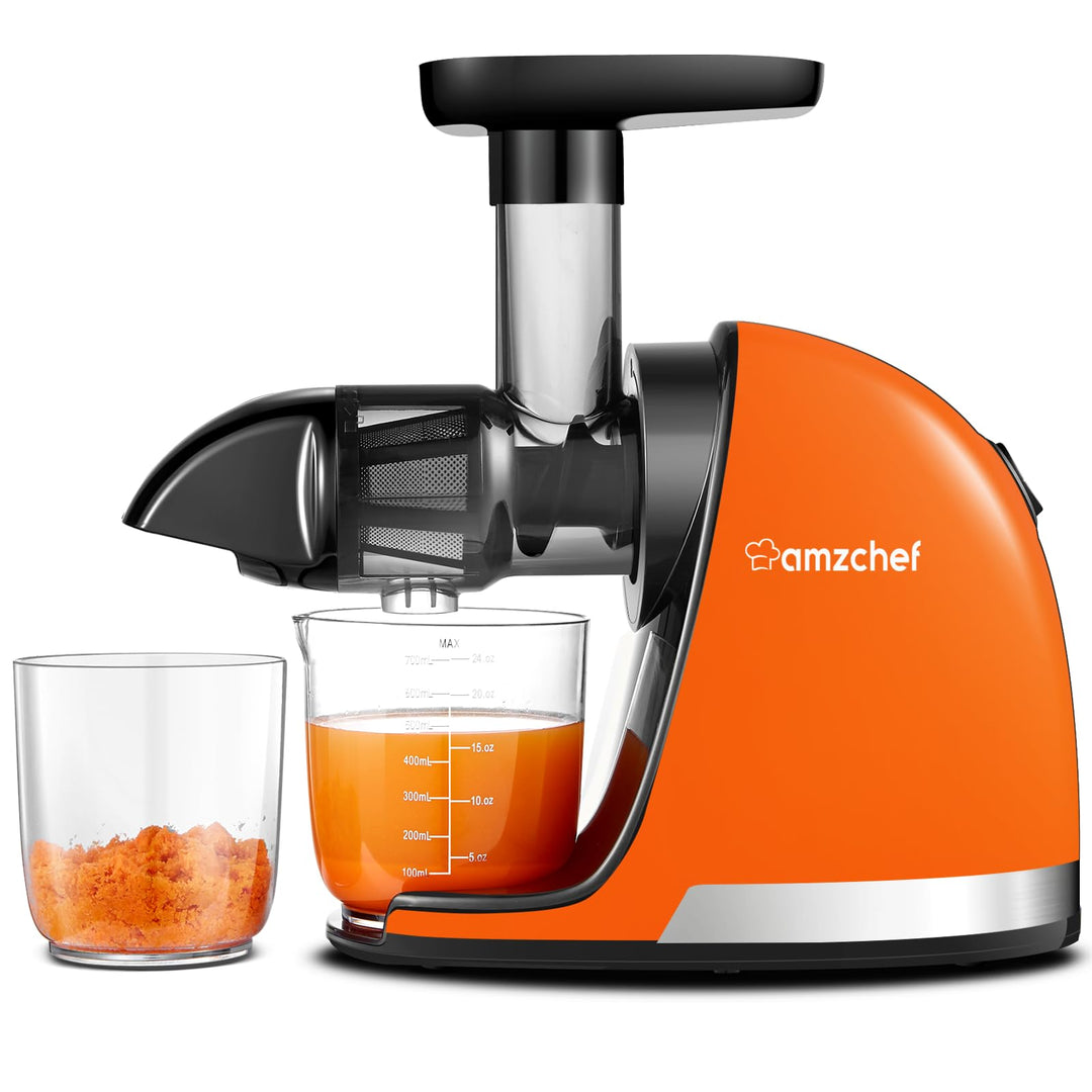 AMZCHEF Entsafter Gemüse und Obst Testsieger - Entsafter Slow Juicer mit Rückwärts-Kau-Funktion - Za