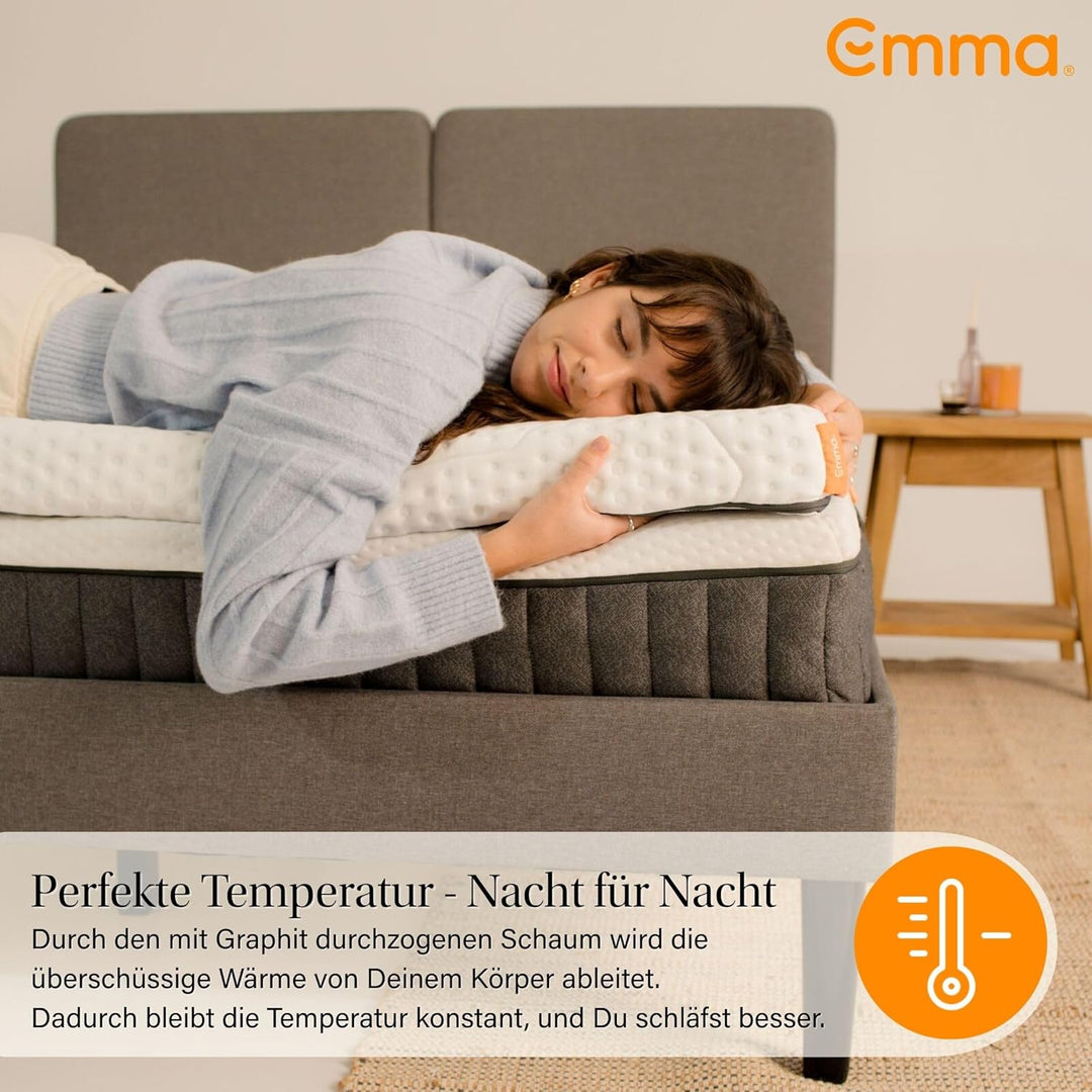 Emma Premium Topper 100x200 cm, Atmungsaktiver Matratzentopper, Memory-Schaum, Waschbarer Bezug bei