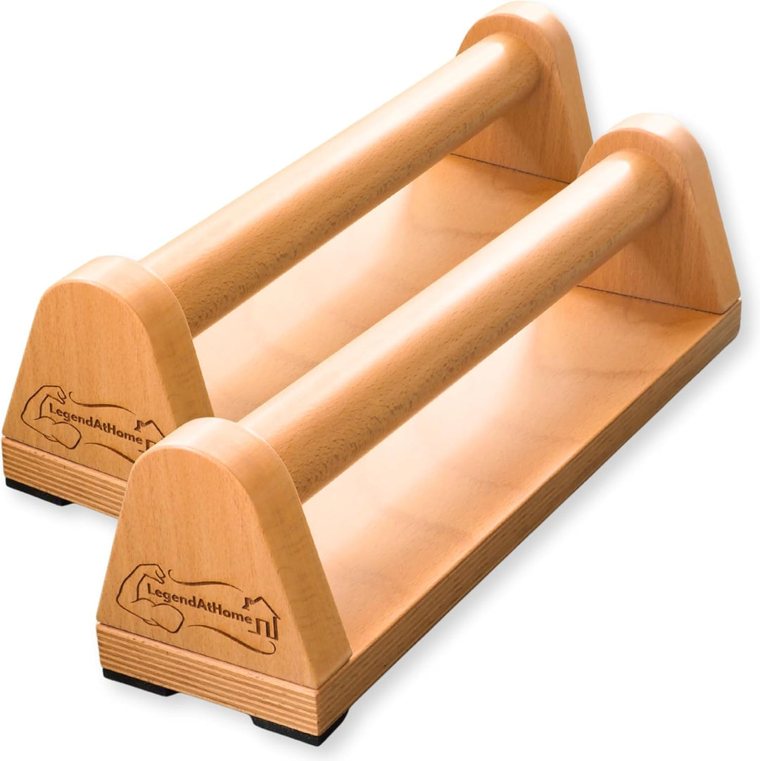 Liegestützgriffe [2er-Set] aus Buchenholz – stabile & gelenkschonende Parallettes für Push Ups, Cali