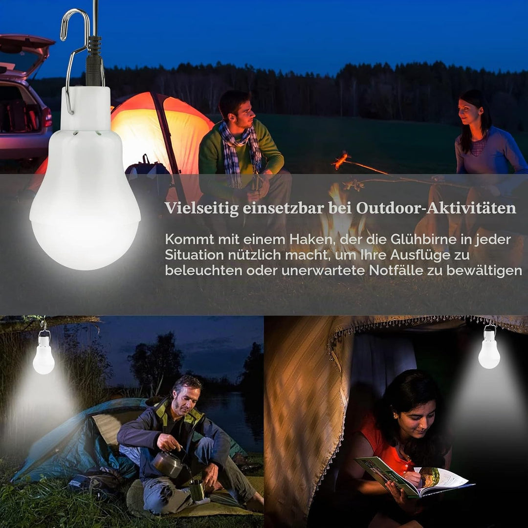 Beinhome Solarlampen für Aussen 130Lumen 800mAh mit Solarpanel,Portable Solar LED Glühbirne,3,5m USB