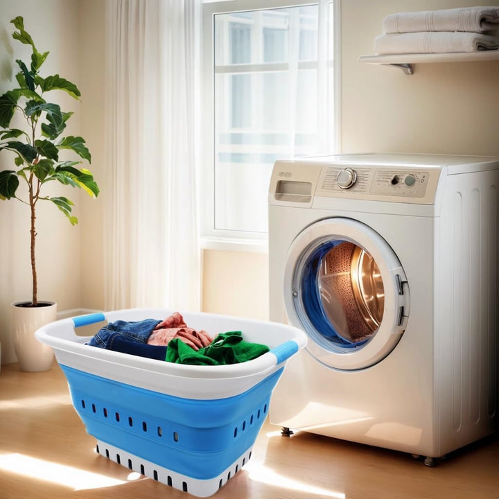 SAMMART 36L Collapsible Plastic Laundry Basket - Foldable Pop Up Storage Container/Organizer - Porta