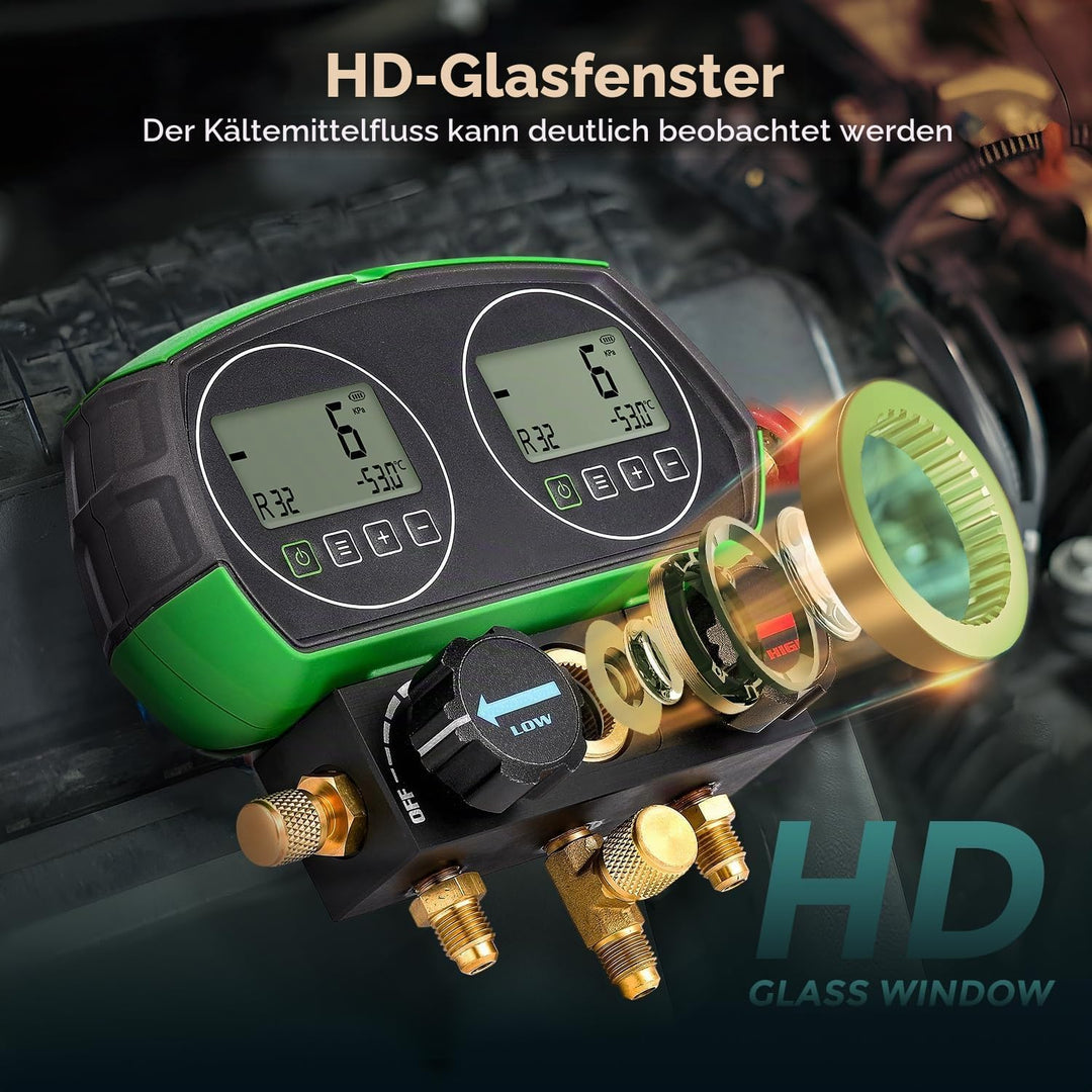 Bonvoisin HVAC Digitales Verteiler-Messgerät, 90-Arten Kältedaten, Dual Screen Display, mit Kühlmitt