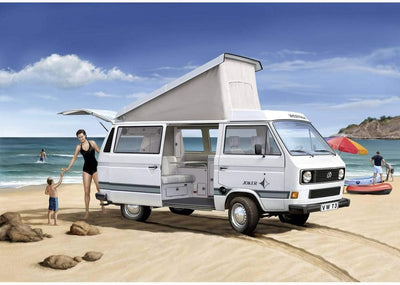 Revell RV07344 Modellbausatz Auto 1:25 - Volkswagen VW T3 Bulli Camper im Massstab 1:25, Level 3, or