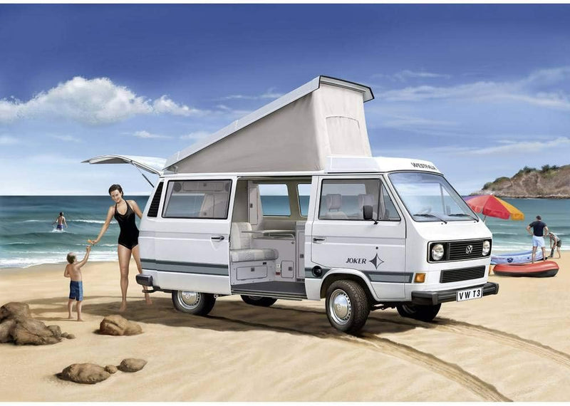 Revell RV07344 Modellbausatz Auto 1:25 - Volkswagen VW T3 Bulli Camper im Massstab 1:25, Level 3, or