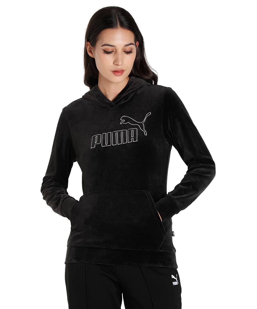 PUMA ESS Velour Hoodie S Puma Schwarz, S Puma Schwarz