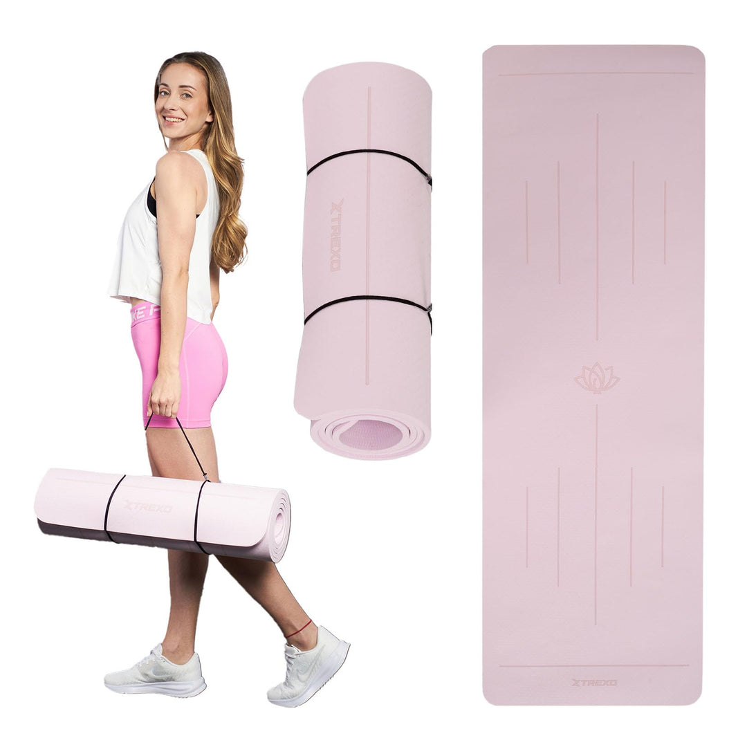 TREXO 6 mm dicke Gymnastikmatte, Masse 183x61 cm Fitnessmatte mit rutschfester Oberfläche Aus TPE he