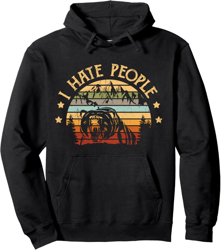 I Hate People - Vintage Distressed Camping Geschenk Pullover Hoodie