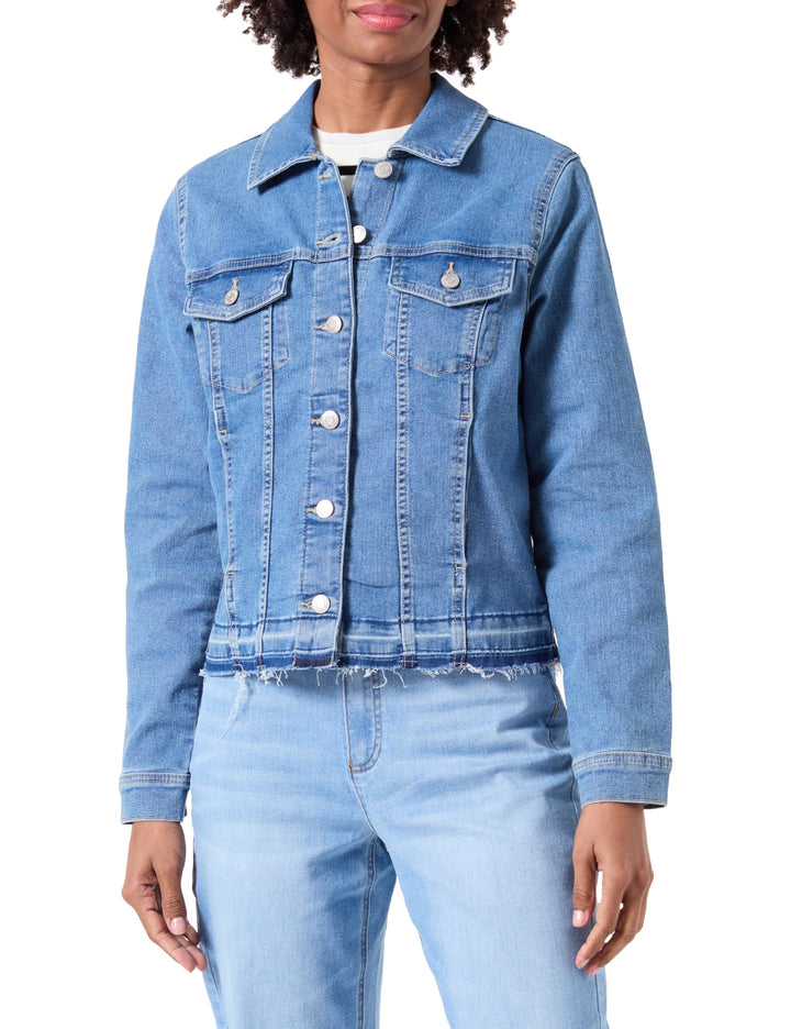 VERO Moda Damen Vmtine Ls Slim Fold Down Jacket Vi3371 Jeansjacke (1er Pack) S Light Blue Denim, S L