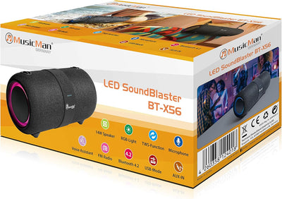 MusicMan Sound Blaster BT-X56 - Bluetooth V4.2, Stereolautsprecher, Sound, TWS Funktion, FM Radio, M