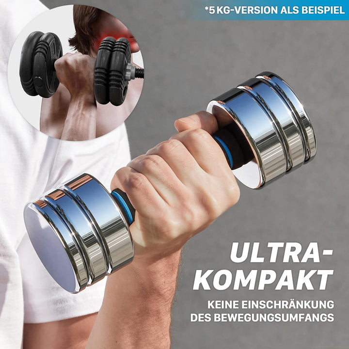 Northdeer STAHL Kurzhanteln - Ultrakompakte Einstellbare Hanteln 2,5kg 5kg 7,5kg 10kg 15kg 25kg mit