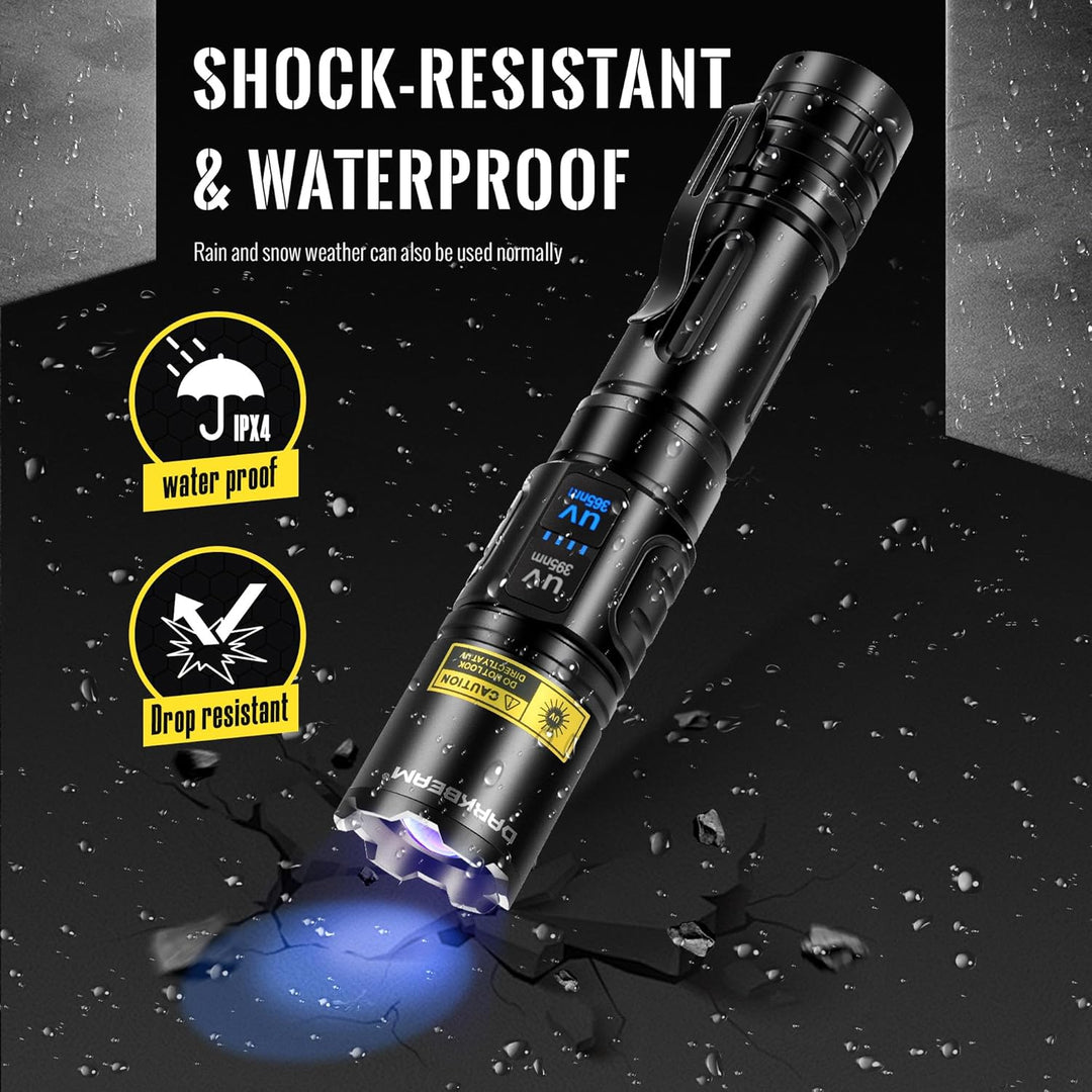 DARKBEAM UV Taschenlampe Schwarzlicht 365nm &amp; 395nm, LED Taschenlampen Ultraviolett USB Aufladbar Su