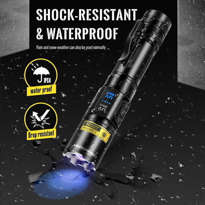 DARKBEAM UV Taschenlampe Schwarzlicht 365nm &amp; 395nm, LED Taschenlampen Ultraviolett USB Aufladbar Su