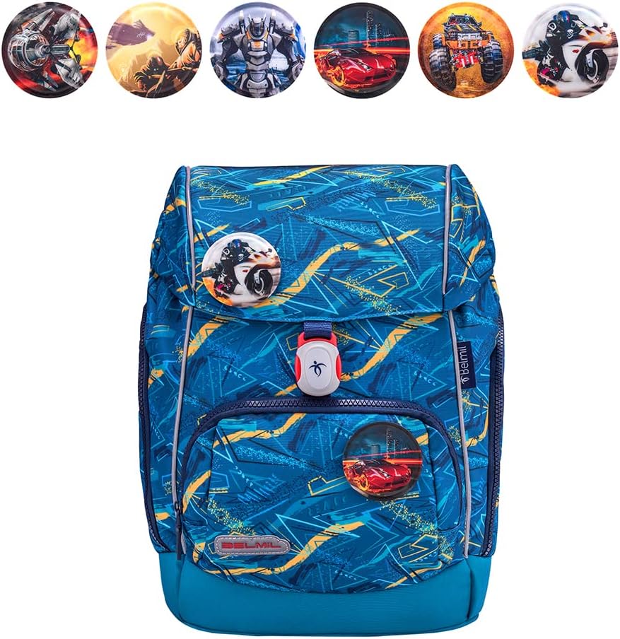 Belmil Premium Comfy Plus Schulranzen Set 5-teilig Für kleine Kinder, Erstklässler mit Patch Set 6 S