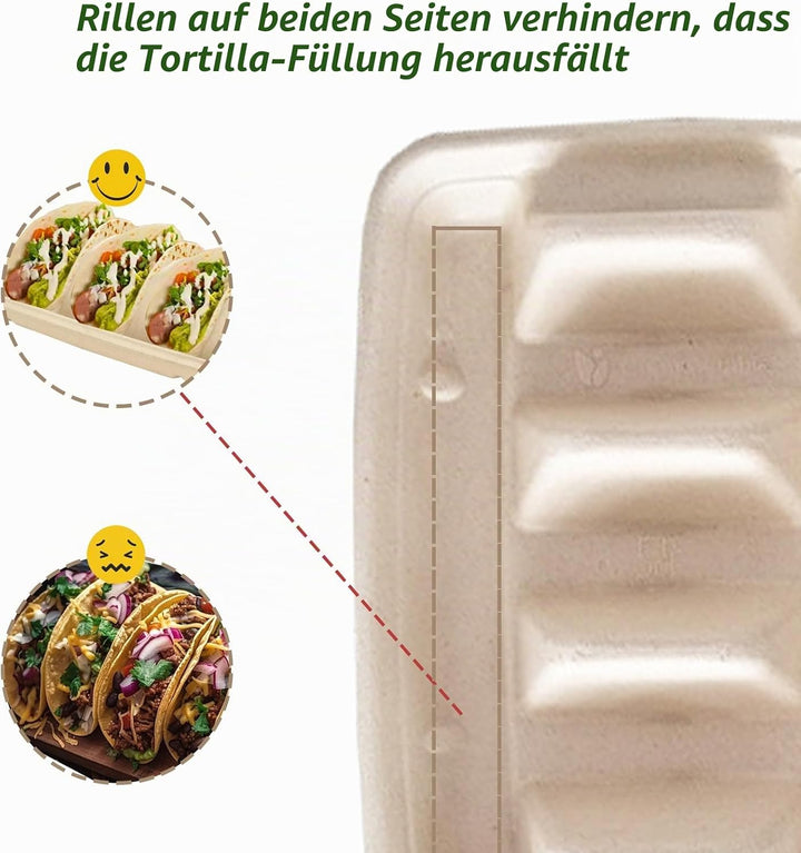 25 Stück Taco Halter Einweg, Taco Halter Ständer mit Griff, Taco Halter Pappe Taco Schalen Halter Ho