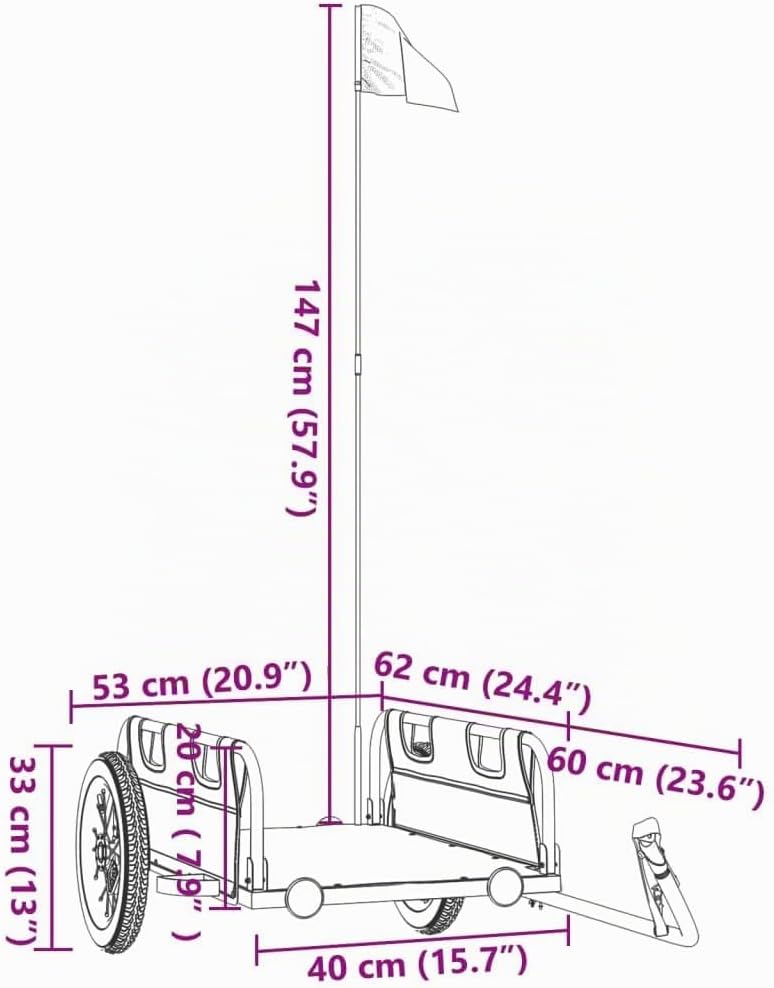 vidaXL Fahrradanhänger Lastenanhänger Transportanhänger Oxford-Gewebe Eisen Blau 122 x 53 x 33 cm, B