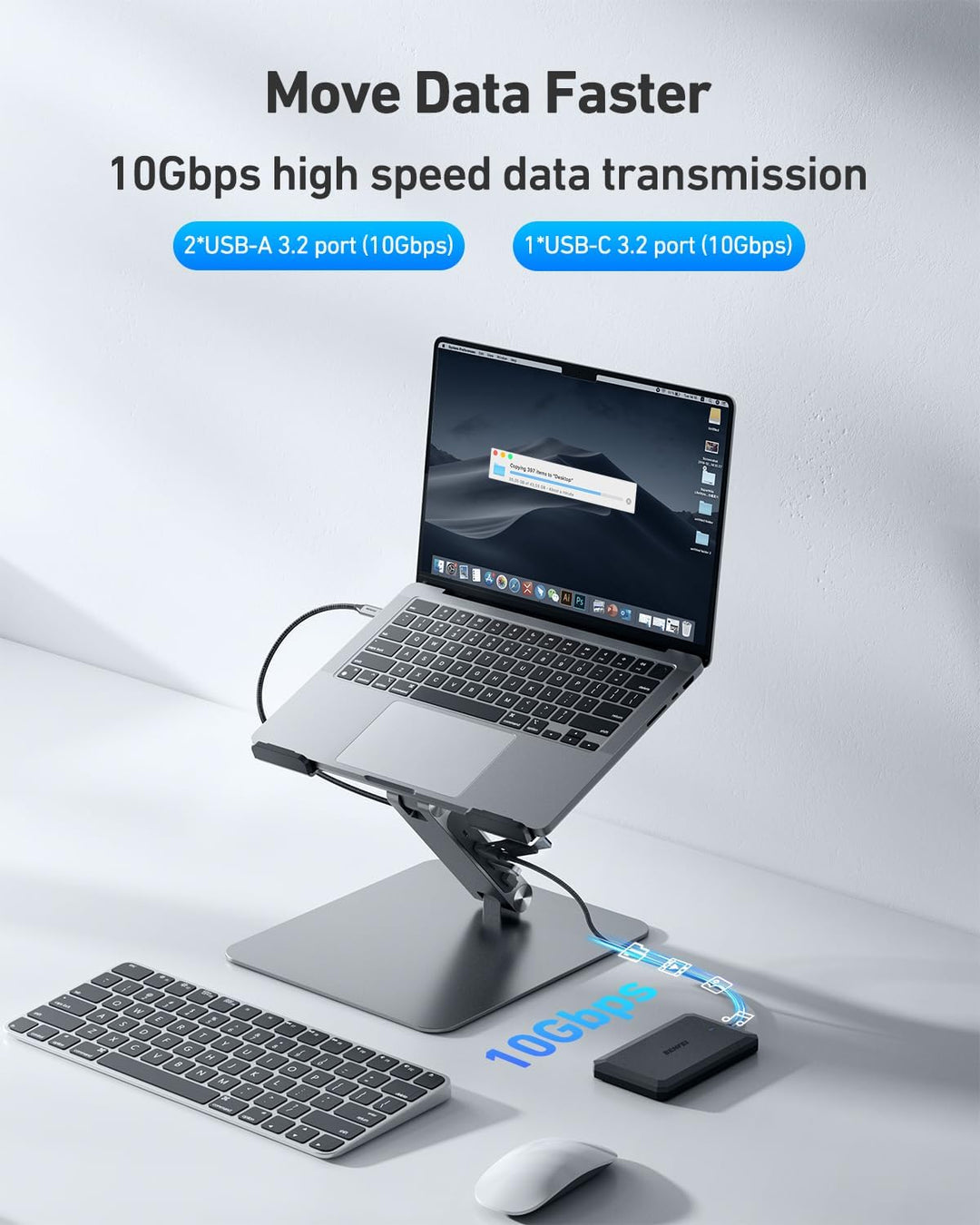 BENFEI Laptop Ständer mit 7-in-1 USB C Dockingstation – HDMI (4K@60Hz), 1×SD& 1×Micro SD Kartenleser