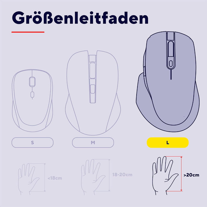 Trust Bayo+ Wiederaufladbare Vertikale Maus Bluetooth + RF 2.4GHz, Vorbeugung Gegen Mausarm/Tennisar