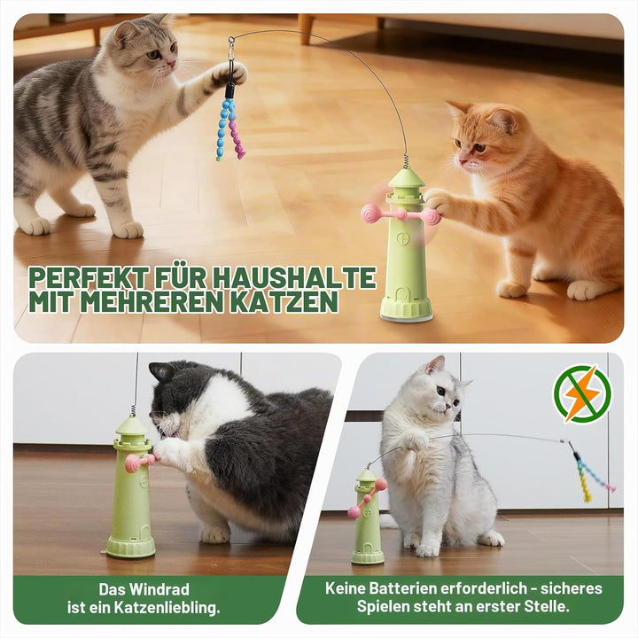 Interaktives Katzenspielzeug für Hauskatzen, Katzenstab-Spielzeug mit Drehverschluss-Saugnapf, Katze