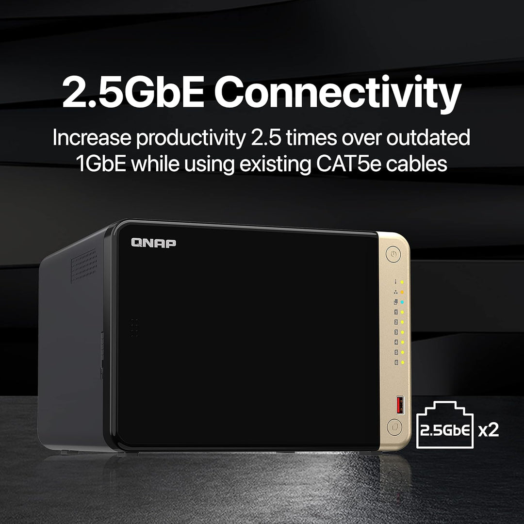 QNAP Turbo NAS TS-664-4G SAN/NAS-Speichersystem, Intel 4 GB RAM, 4 GB Windows 4G RAM 6 Einschübe, 4G