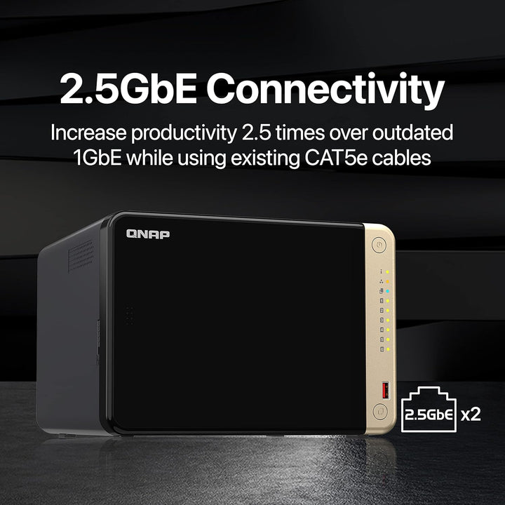 QNAP Turbo NAS TS-664-4G SAN/NAS-Speichersystem, Intel 4 GB RAM, 4 GB Windows 4G RAM 6 Einschübe, 4G