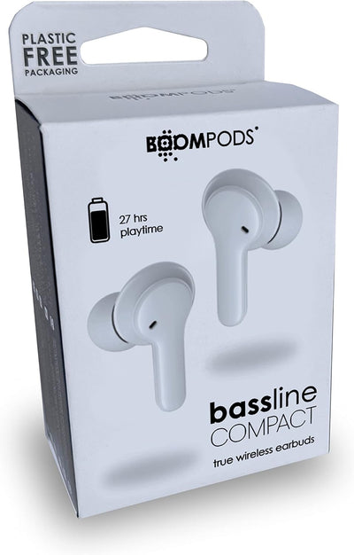 Boompods Bassline Compact True Wireless Bluetooth Kopfhörer, kabellose Ohrhörer & Ladebox, bis zu 27