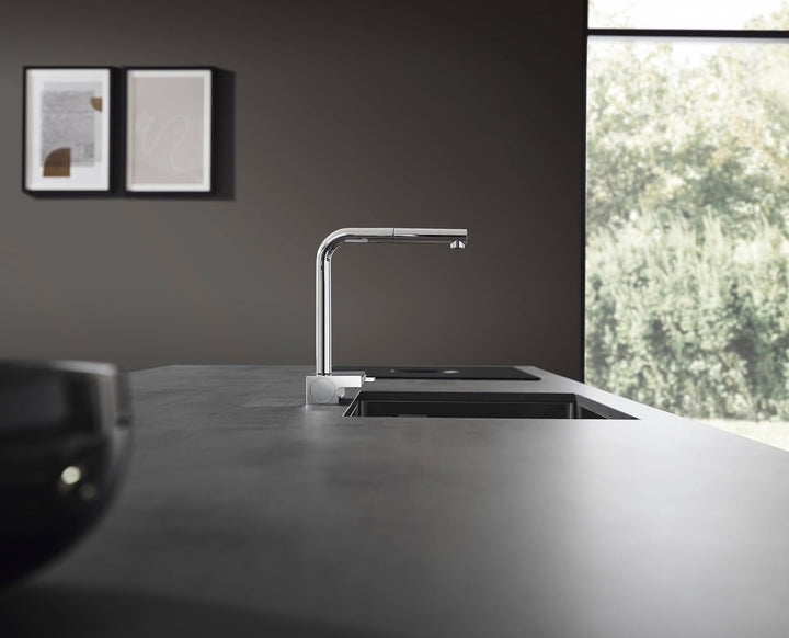 hansgrohe Küchenarmatur Aquno Select M81 (Wasserhahn Küche mit Schlauchbox und Abtropfsieb, 150° sch