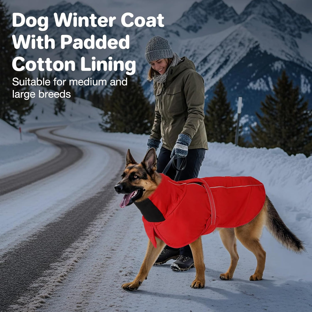Warme Hundemäntel, wasserdichte Reflektierende Hundejacke, Winddichter Wintermantel mit Hohem Kragen