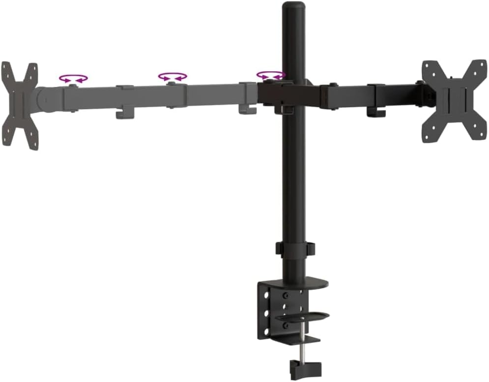 vidaXL Tischhalterung, Verstellbar Monitorhalterung mit C-Klemme, Bildschirmhalterung für 2 Monitore