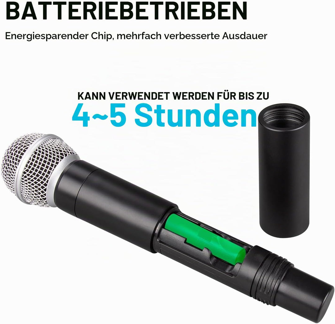Wireless Microphone Set,Debra UHF Handheld Mikrofon Kabellos,80M ständige Übertragung,für Kirche, Ta