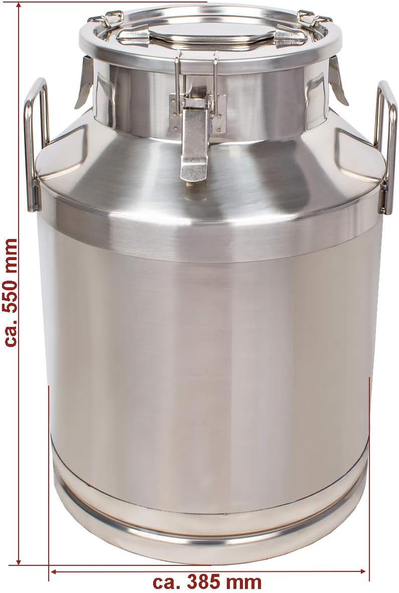Beeketal 'BMK-50' Milchkanne Transportkanne 50 Liter aus Edelstahl, auslaufsicherer Deckel mit Spann