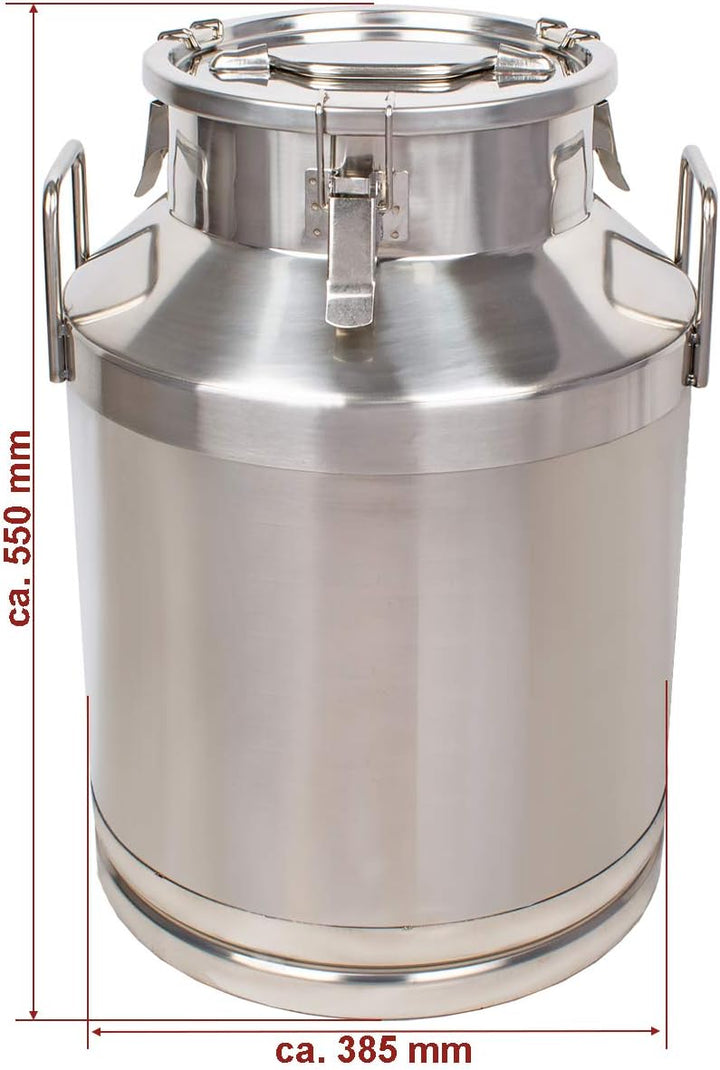 Beeketal 'BMK-50' Milchkanne Transportkanne 50 Liter aus Edelstahl, auslaufsicherer Deckel mit Spann