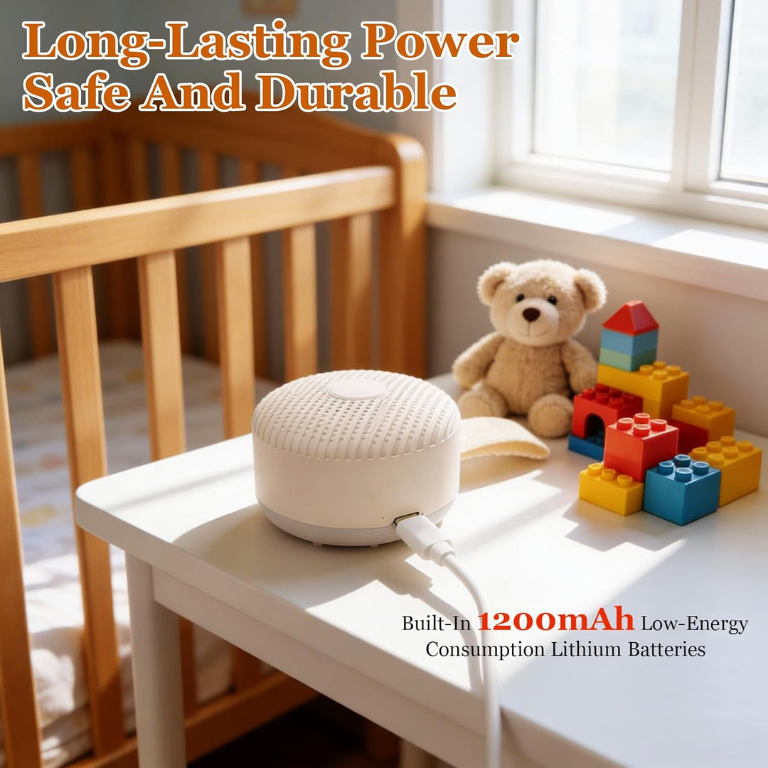 White Noise Machine, Tragbare Soundmaschine mit 24 Beruhigende Geräuschen, 4-Timer & Memory-Funktion